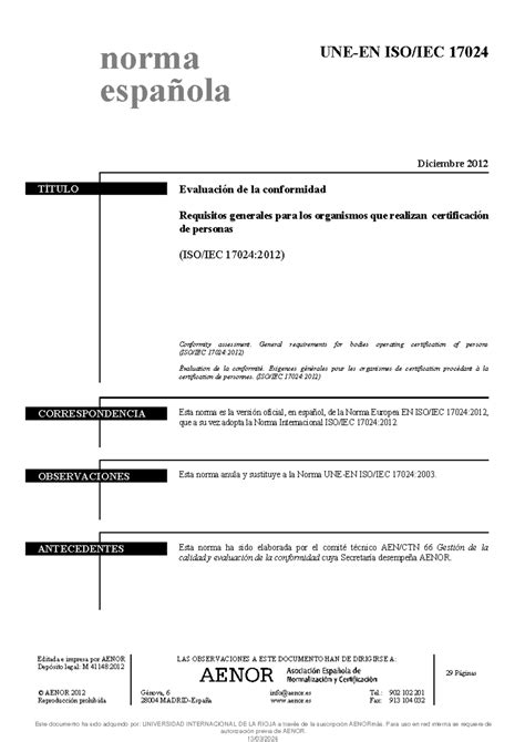 Une En Iso Iec Evaluaci N De La Conformidad Requisitos