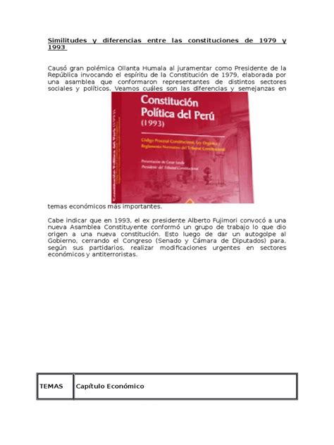 Pdf Similitudes Y Diferencias Entre Las Constituciones De 1979 Y 1993 Dokumentips