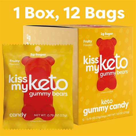 Kiss My Keto Gummies Candy Low Carb Candy Gummy Bears Keto Snack Pack Healthy Candy Gummys