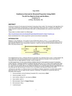 Confidence Intervals For Binomial Proportion Using SAS Confidence