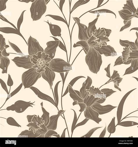 Floral Seamless Pattern Flower Doodle Background Floral Engraving