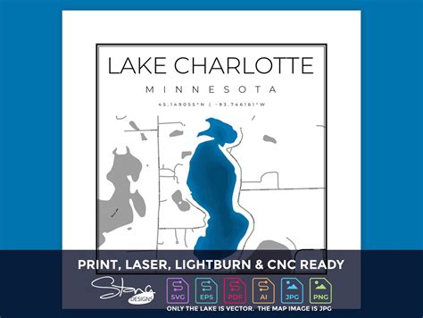 Lake Charlotte MN Topographical Map Print Ready Wall Decor Multiple ...