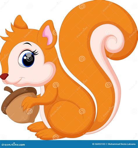 Cartoon Squirrel With Acorn Vector Illustration Clipart | CartoonDealer ...