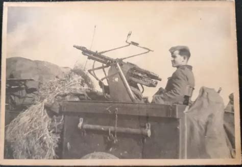 GERMAN PHOTO WW2 WWII ARCHIVE WEHRMACHT av MG 34 x2 Anti Aérien EUR