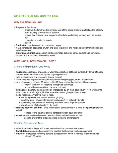 Human Sexuality Book Notes Prof Zinger Chapter 20 And Epilogue Chapter