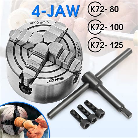 Buy 4 Jaw Lathe Chuck K72 80 K72 100 K72 125 80mm 100mm 125mm