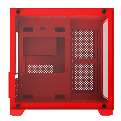 Gabinete Gamer Pcyes Forcefield Red Magma Vermelho Mid Tower Lateral E