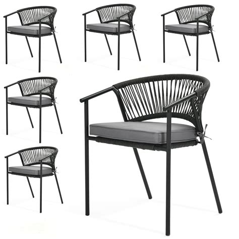 Dextrus Outdoor Wicker Chair Set Of Patio Dining Chairs With Beige