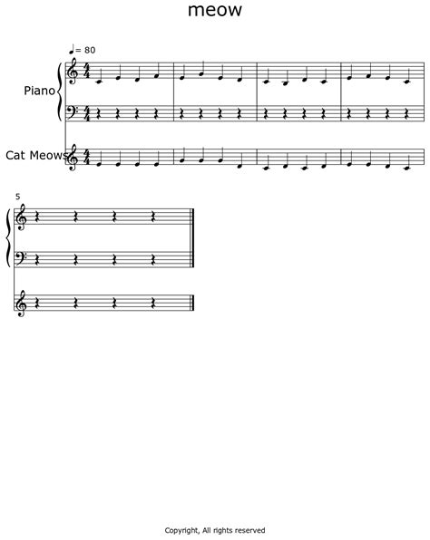 Meow Sheet Music For Piano Cat Meows