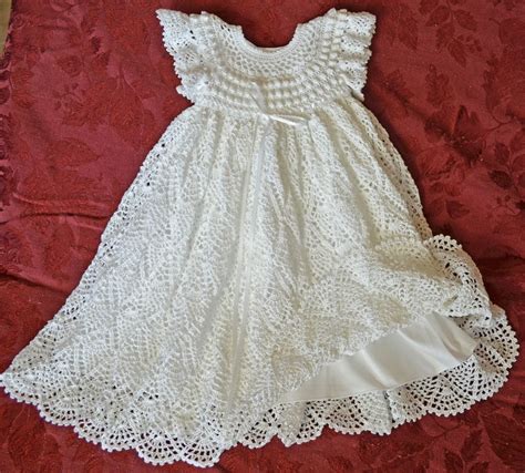 White Crochet Christening Gown With White By Cherryhillcrochet C62