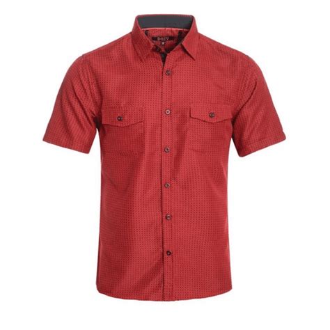 Mens Red Short Sleeve Button Down Shirt With 2 Front Pockets Walmart