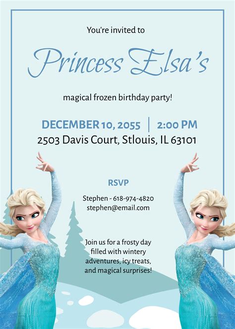 Free Frozen Princess Birthday Invitation Template Edit Online