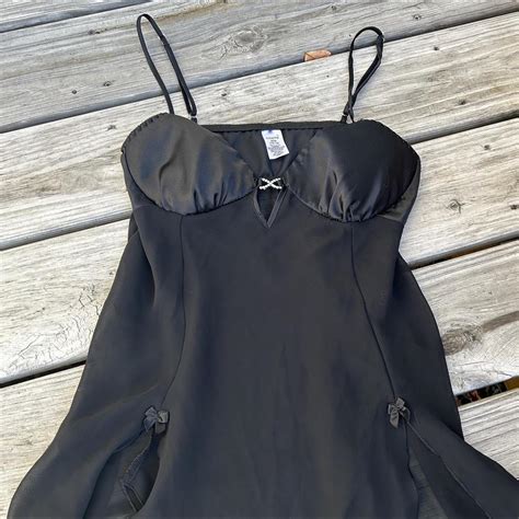 Black Flowy Lingerie Top With Bows Size Medium Depop