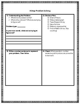 Word Problem Solving Template- Process by Ansel Caceres | TpT