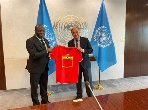 United Nations Secretary General Presented With Black Stars Replica Jersey Ministry Of Foreign