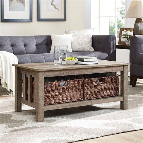 25 Collection Of Rustic Coffee Tables With Wicker Storage Baskets Coffee Table Ideas