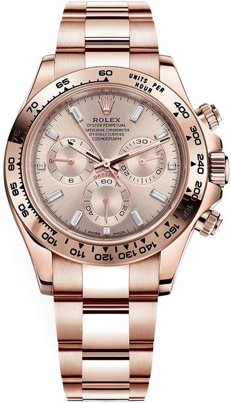 116505 Sundust Baguette Rolex Cosmograph Daytona Everose Gold Mens Watch