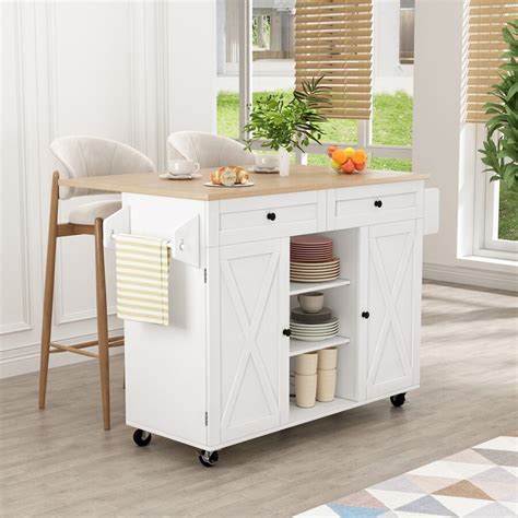 Hlr Kitchen Island On Wheels Rolling Kitchen Island Cart With Drop Leaf Countertop Barn Door