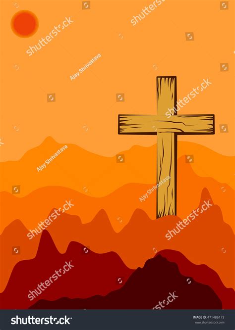 Shadow Art Wooden Cross Vector Art Stock Vector (Royalty Free) 471486173