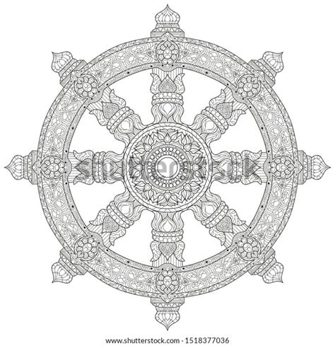 Dharma Wheel Dharmachakra Theach Walk Path Stock Vector Royalty Free