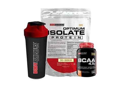 Kit Optimum Isolate Whey Protein 2kg Bcaa 100g Coqueteleira Bodybuilders Sabor Baunilha Em