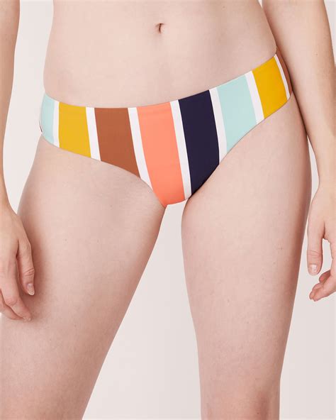 Juniper Recycled Fibers Cheeky Bikini Bottom Multi Colour Stripes