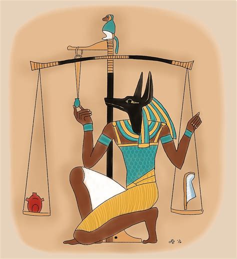 "Anubis weighing the heart" by Leenasart | Redbubble