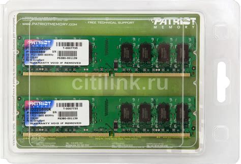 Характеристики Оперативная память Patriot DDR2 - 2x 1ГБ 800, DIMM, Ret ...
