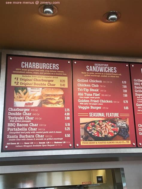 Menu at The Habit Burger Grill restaurant, Livermore