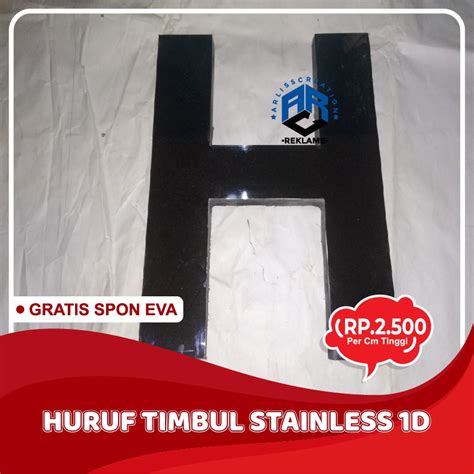 Jual HURUF TIMBUL STAINLESS MIRROR 201 1D LAPIS SPON EVA AKRILIK TIMBUL