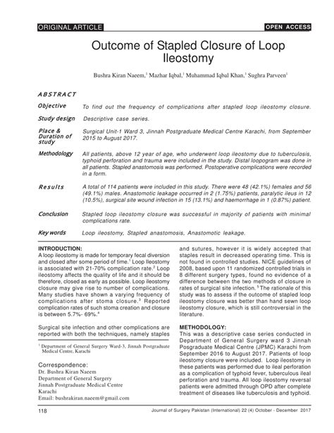 Pdf Outcome Of Stapled Closure Of Loop Ileostomy