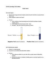 Food Tests For Starch And Reducing Sugar Practical Guide Course Hero