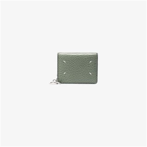 Maison Margiela Green Four Stitch Leather Card Holder Modesens