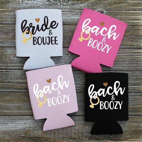 Bride And Boujee Bach And Boozy Bachelorette Party Beer Can Coolers