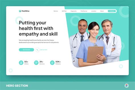 Mediwise Health And Medical Hero Section Figma Template Design