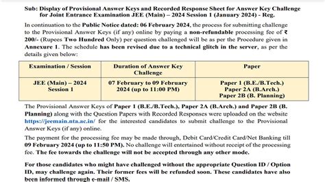 Jee Main Answer Key 2024 Live Updates Answer Key Challenge Response