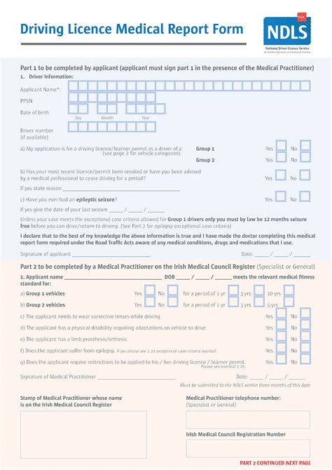 Driving Licence Medical Report Form