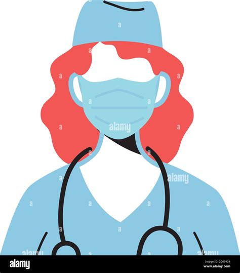 Female Doctor Wearing Surgical Mask Vector Illustration Design Stock Vector Image And Art Alamy