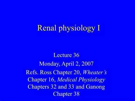 Ppt Renal Physiology I Powerpoint Presentation Free Download Id