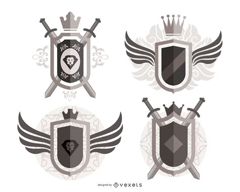 Escudos Cristalinos Bacias Sedimentares E Dobramentos Modernos - Descarga Vector De Escudos Heráldicos Ornamentados