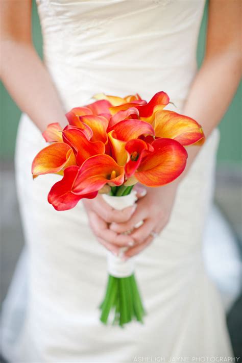 Picture Of Bright Orange Bridal Bouquets