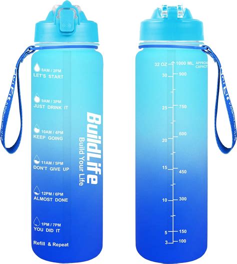 Buildlife Litre Sports Water Bottles With Straw Bpa Free Drinks