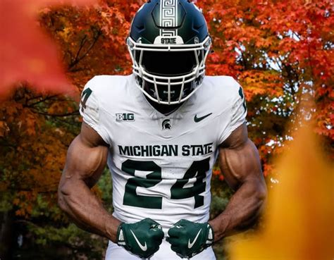 Msu Uniforms Green Helmet White Jerseys White Pants Spartans