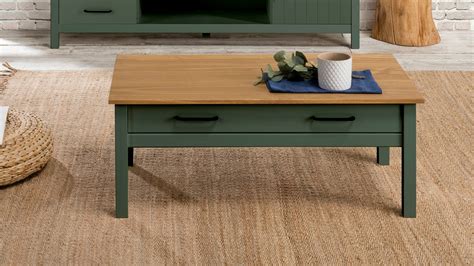 Table Basse Tiroir En Pin Massif Vert Cm Ida Homifab