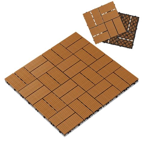 Buy TONAHUTU Wood Plastic Composite Patio Deck Tiles 6 Pack Wood Floor