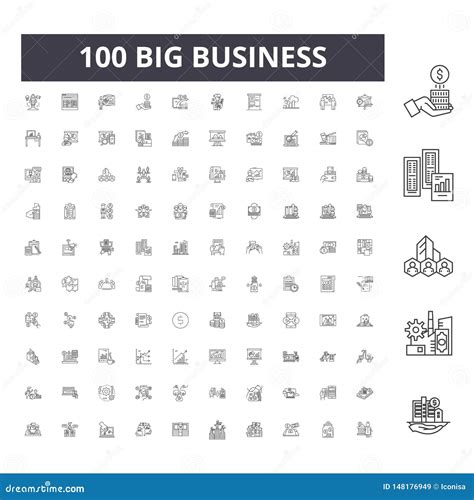 Big Business Line Icons Signs Vector Set Outline Illustration