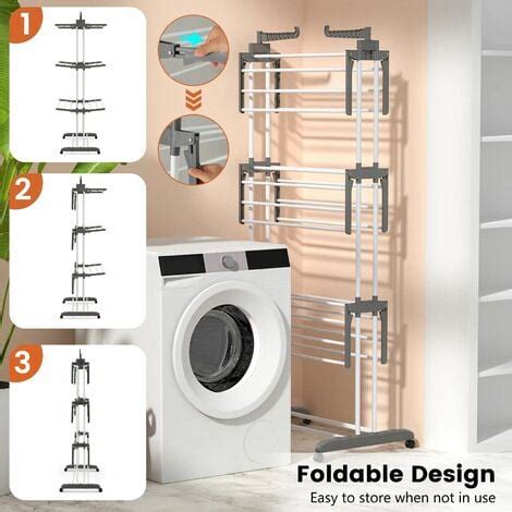 Foldable Clothes Drying Rack Oversized 4 Tier Collapsible Laundry Rack