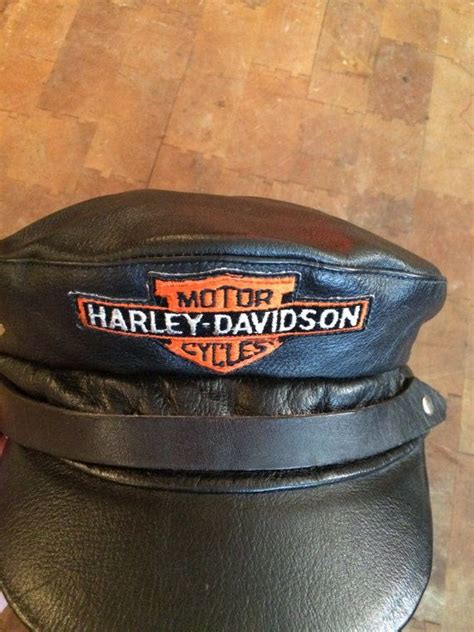 Vintage Leather Harley Davidson Cap By Bernadettebreu On Etsy Vintage