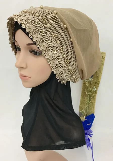 New Fashion Muslim Pearl Hook Flowers Hijab Caps Islamic Underscarf