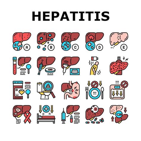 Premium Vector Hepatitis Liver Health Problem Icons Set Vector